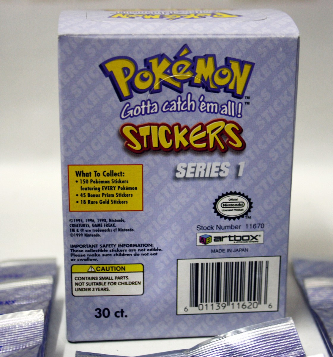 VINTAGE 1999 POKEMON STICKERS FULL BOOSTER BOX 30X SEALED VINTAGE 1999 POKEMON STICKERS FULL BOOSTER BOX 30X SEALED