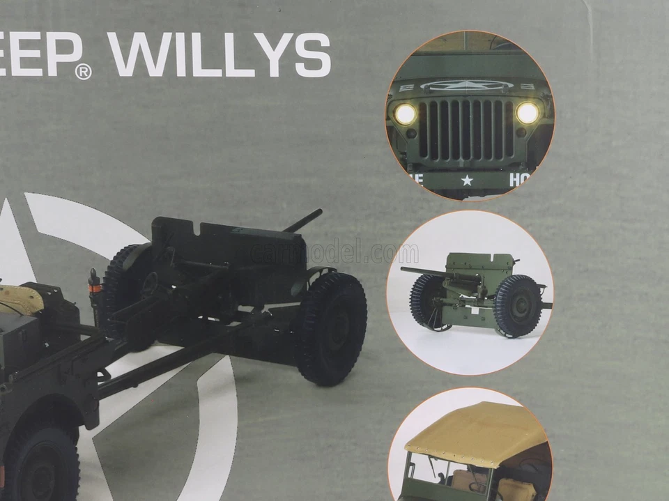 KIT MODELLINO AUTO STATICO IXO JEEP WILLYS USA ARMY WITH TRAILER 1941 SCALA 1/8 - Immagine 2 di 4