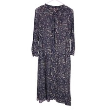 Uniqlo Green Paisley Maxi Dress Womens Medium Long Sheer Modest Tunic Boho
