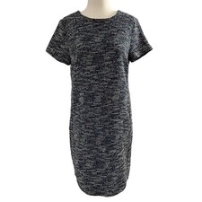 Loft Women Size 2 Tweed Dress Blue Short Sleeve Casual Party Office 7-368