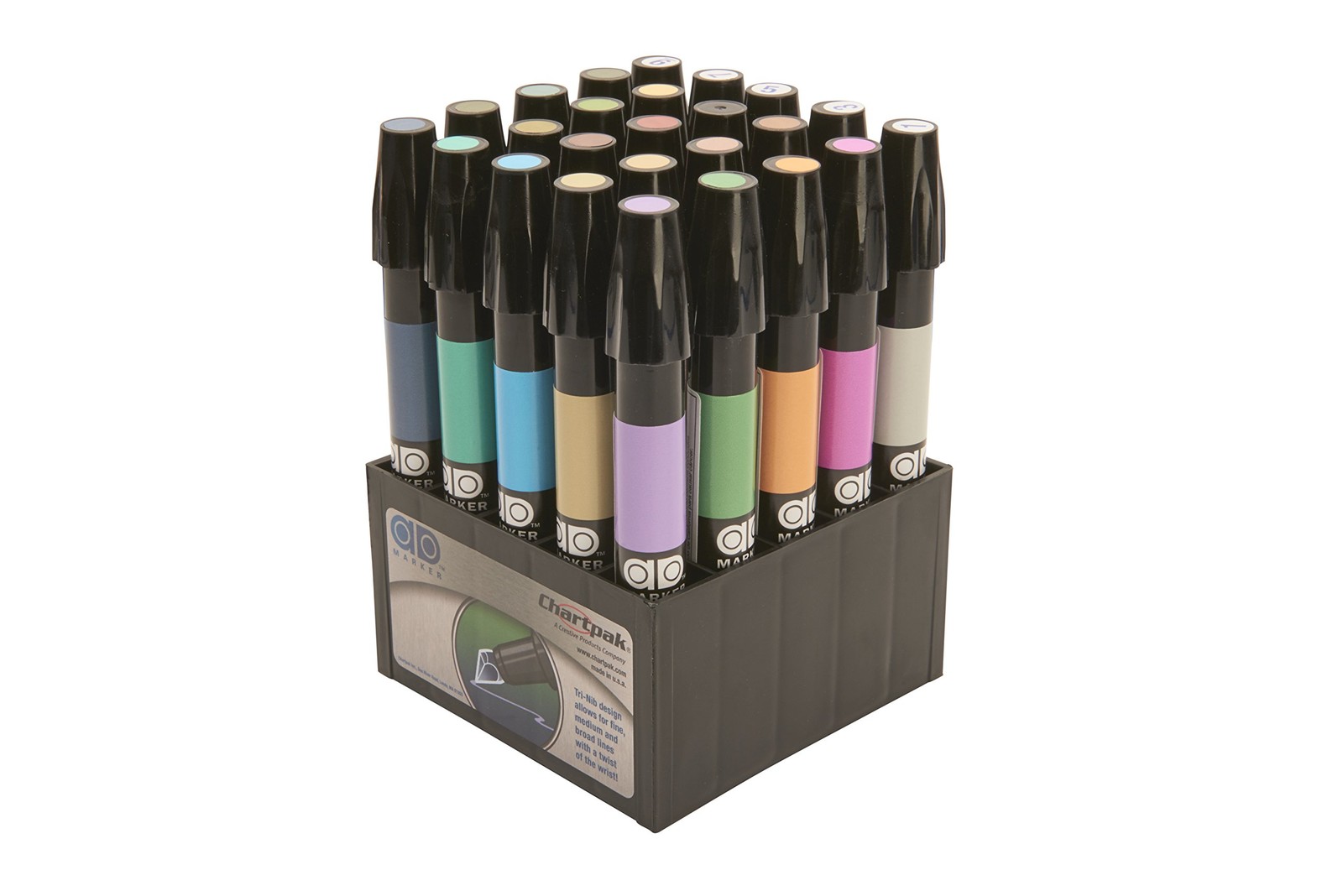 Ad Marker The Original Chartpak, Tri-nib, 25 Assorted Office
