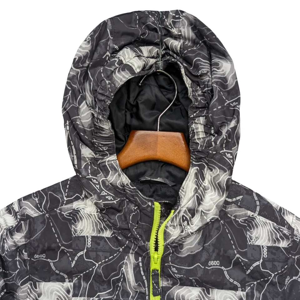 Chaqueta de Invierno Lands End Niños Gris Estampado de Mapa Con Capucha Cremallera Completa Aislada Talla L 10-12 Foto 4 de 4