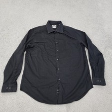 Calvin Klein Shirt Mens XL 17 34/35 Black Slim Fit Button Up