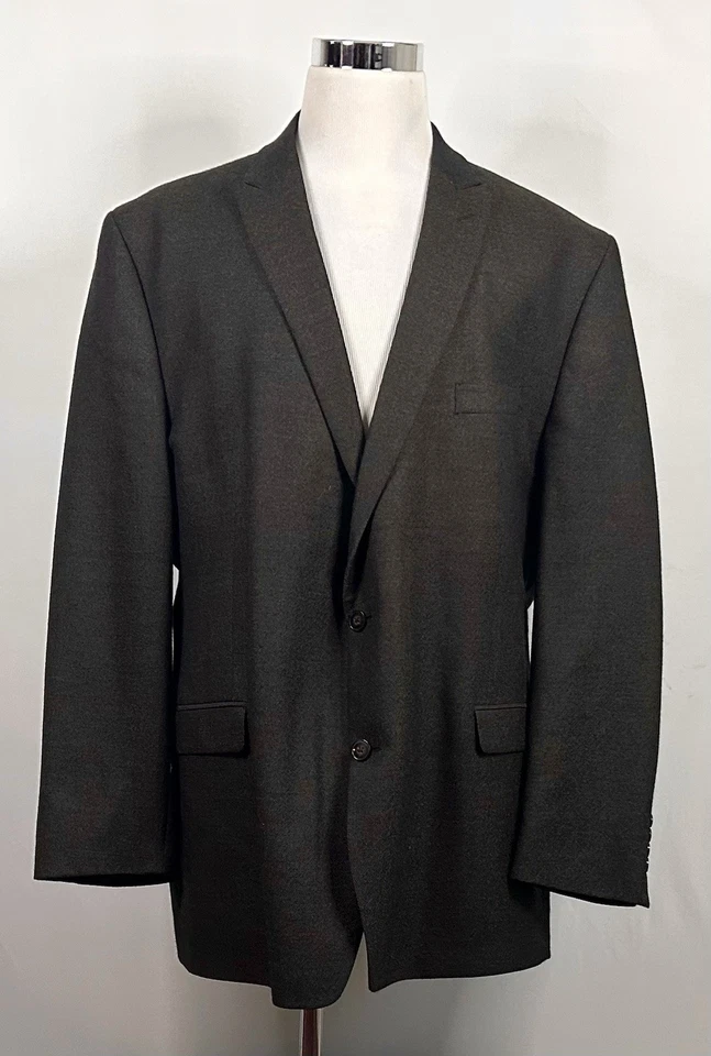 Abrigo Deportivo Calvin Klein 52L 100% Lana Pico Solapa Marrón Dos Botones Doble Ventilación Foto 2 de 4