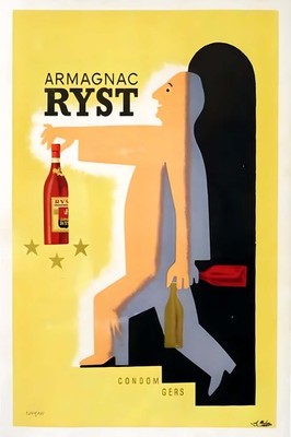 Armagnac Ryst Poster (1950s) - 24x36  Vintage Ad    Rare Reprint   !