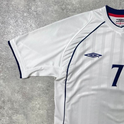 David Beckham England 2001-2003 Umbro Home Jersey #7 Size L Free