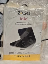 ZAGG Black Folio Case Hinged with Backlit Bluetooth Keyboard for iPad Mini 4
