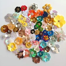30pcs Random Sequins Embroidery Flower Patches Arts Crafts Sewing Patches (Co...