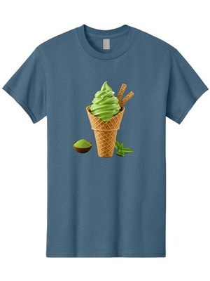 Matcha-Ice-Cream-Cone-1 Mens Graphic Tee, 100% Cotton, Casual Summer Wear