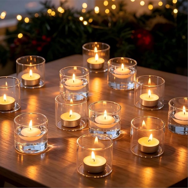 TeelichtgläSer Teelichthalter Glas Klein 12Er Set Weihnachtsdeko Tischdeko-image
