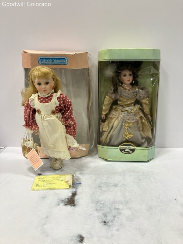 Collectible Memories Blonde Red Dress Genuine Porcelain Doll Limited