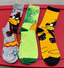 Set of 3 Warner Brother Daffy Duck Socks Fit Shoe Sizes 6-12