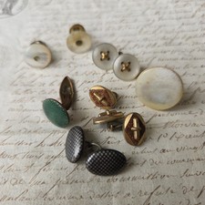 Lot Boutons De Manchette Dépareillés Anciens Email Argent Niellé Nacre Cufflinks