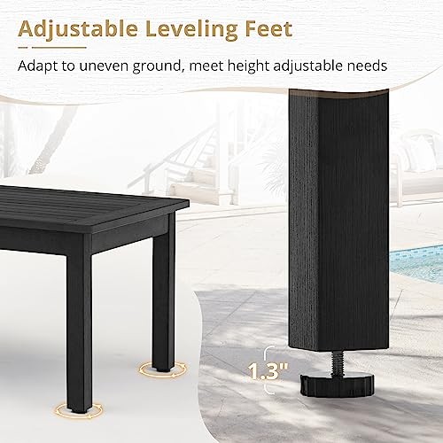 Outdoor Coffee Table, HDPS Black Patio Coffee Tables for Outside Rectangle, - Picture 5 of 6