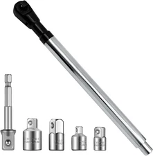 Offset Extension Wrench for Electric Drill, with 4 Socket Adapters and 1 1/2" El