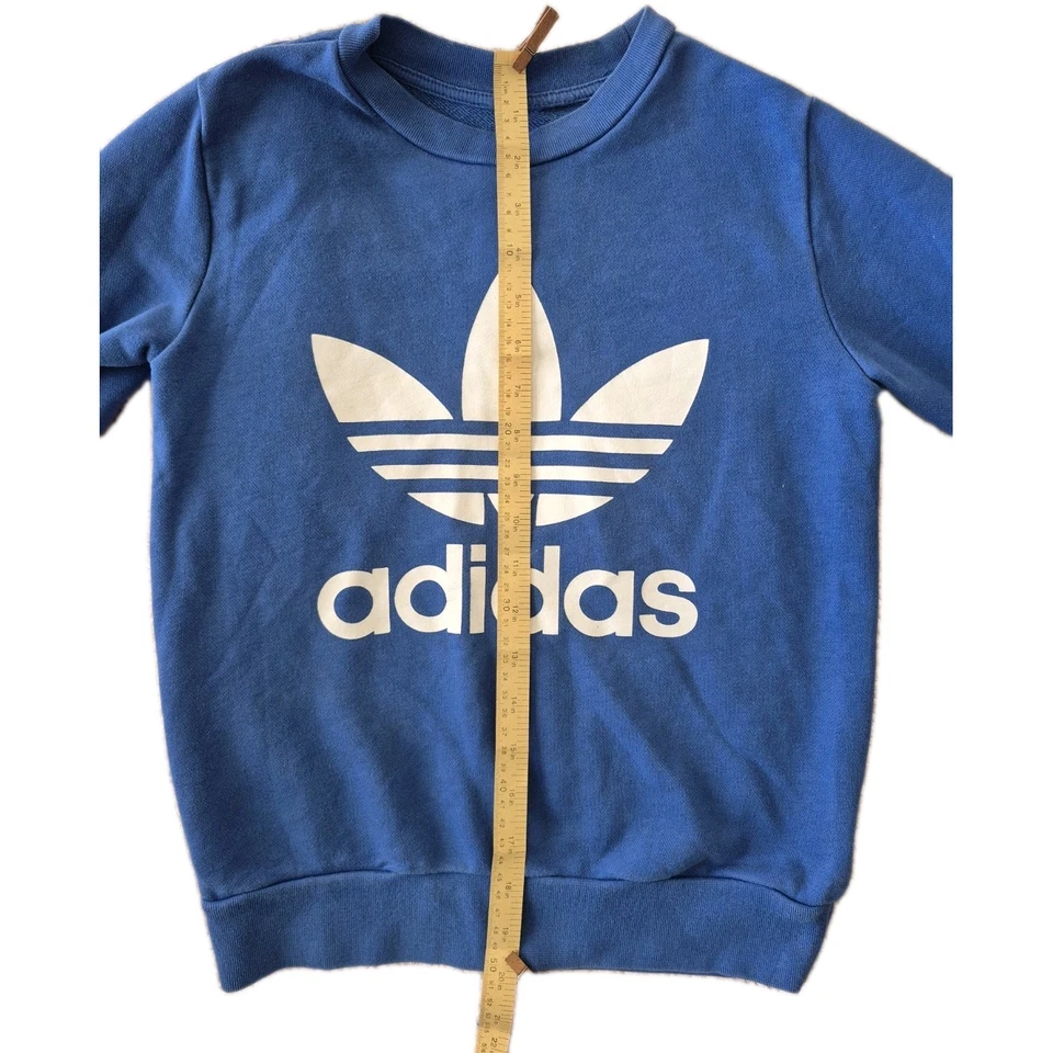 Sudadera azul clásica con logotipo Adidas talla L para niños (sin etiqueta de talla) Foto 4 de 4