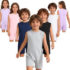 US Special Needs Adaptive Clothing Girls Boys Sleeveless Anti-strip Jumpsuit