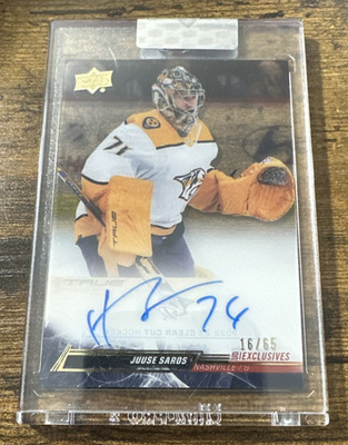 2022 Clear Cut Juuse Saros Exclusives Auto /65 #CC-JS Nashville Predators