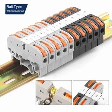 DIN Rail Terminal Block 211 with Splicing Conductor Wire Connector Set