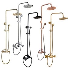 Wall Mount Bathroom Shower Faucet Set 8" Rainfall Head Hand Shower Mixer Tap