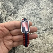 Paracord Survival Bracelet | For Hiking - Camping, Adjustable Shackle | USA Flag