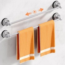 Adjustable Suction Cup Towel Bar for Bathroom Wall, 14.6-24 Inch Stainless St...