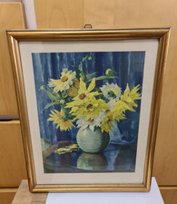 Blumenbild Kunstdruck nach A. Gasteiger im Goldrahmen 32,5×40 cm Vintage Deko
