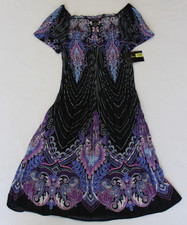 NWT Sunny Taylor Womens Pleated Maxi Dress Size M Multicolor Floral Short Sleeve