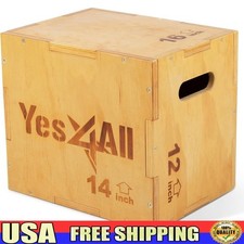 3 in 1 Plyometric Jump Box Wooden Exercise Equipment Adjustable Height Home Gym