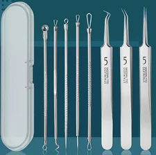 8pcs Stainless Steel Blackhead Remover Kit–Professional Acne & Pimple Extractor