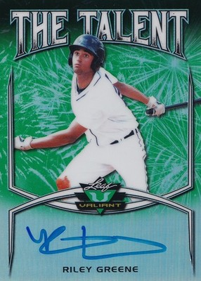 2019 Leaf Valiant The Talent Green Prismatic /99 Riley Greene #TT-RG1 Auto