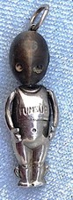 *WWI Wood Head FUMSUP Touch Wood Silver Good Luck Charm PENDANT CHEAP  in EBAY