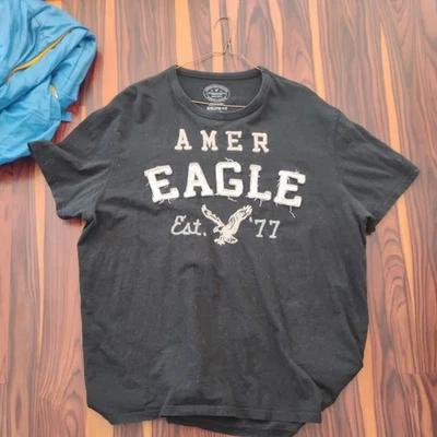 American Eagle Shirt Mens 2XL Black Athletic Fit Eagle Logo Graphic Tee T-Shirt. - Image 1 of 4