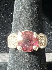 Vintage Sterling Silver 2.5 SI Carat Pink Topaz S-6.5 Ring 3.42 Grams