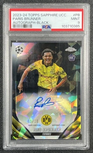 Paris Brunner PSA 9 2023 Topps Chrome Sapphire UCC AUTO BLACK REFRACTOR RC 9/10