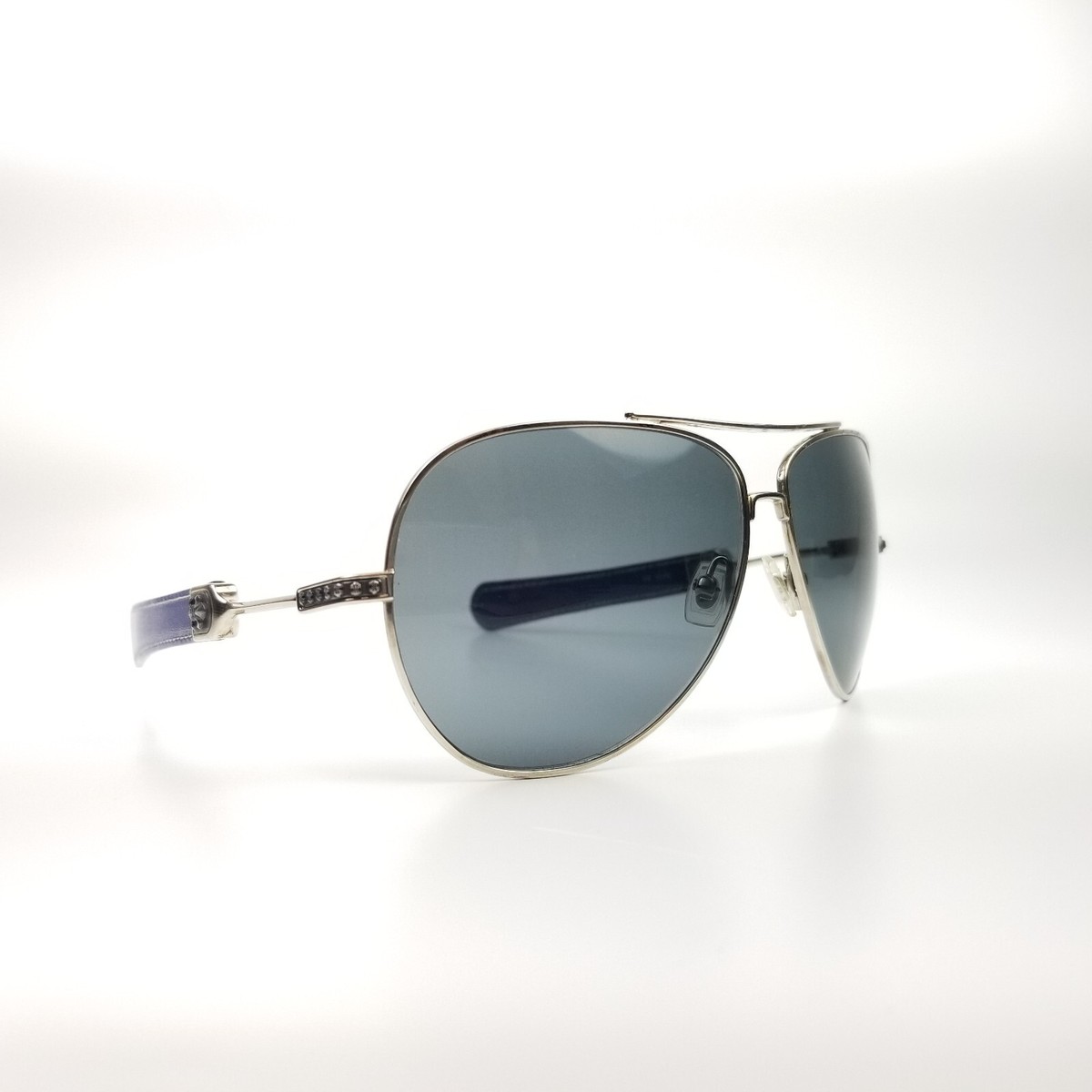 Chrome Hearts JoJo Aviators Sunglasses w/ Blue Leather - Good