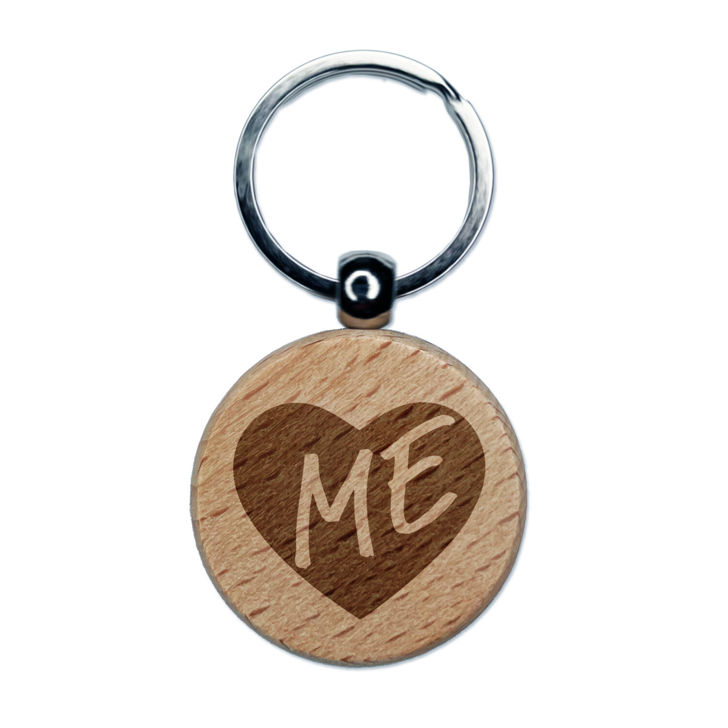 Maine State Heart Engraved Wooden Keychain Tag Gift Charm
