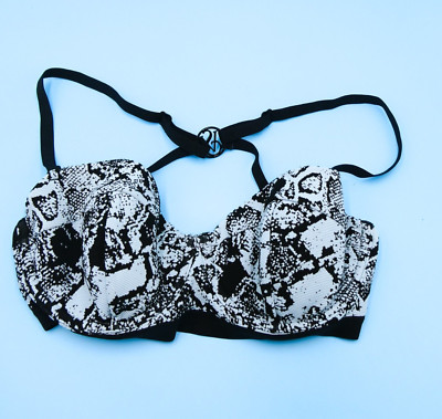 Victorias Secret 32DD Blue Snake Print Underwired Push-up Swim Bikini Top VS New