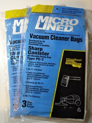Sharp Canister PC-2 Micro Filtration Vacuum Cleaner Bags 2 Packs of 3 bags