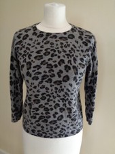 MANGO GREY AND BLACK ANIMAL PRINT JUMPER - SIZE SMALL