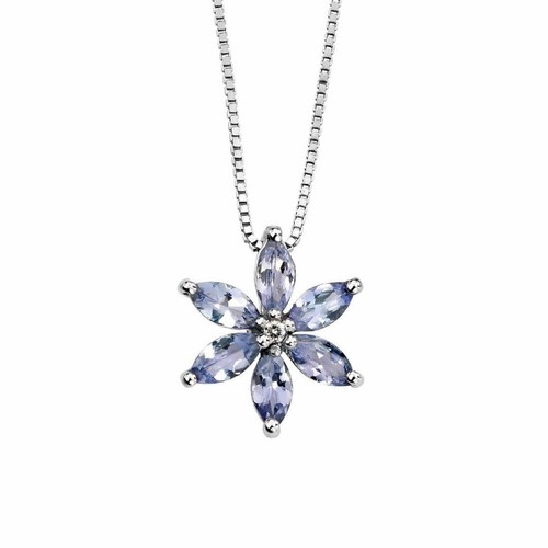 Elements Gold GP781M Tanzanite Flower Diamond Pendant Only