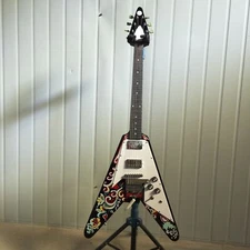 Flying V Jimi Hendrix Electric Guitar Love Drops HH Pickups Tremolo Bridge