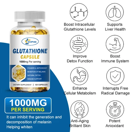 360 Capsule L-Glutathione 1000mg Natural Antioxidant Anti-Aging Skin Whitening - Bild 9 von 10