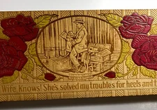 ANTIQUE 1912 RELLIM HOSIERY Wood PYROGRAPHY Men Socks ADVERTISING DISPLAY BOX