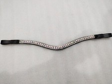 Leather Bridle BrowBand Fashionable Rainbow Three Row Crystal Stone For Horse