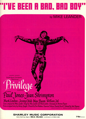 Paul Jones : I've Been A Bad Bad Boy  : original USA 60' Sheet Music : PRIVILEGE