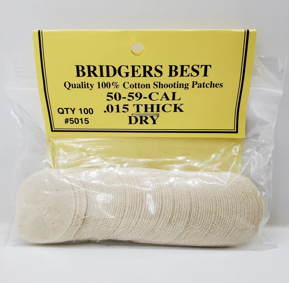 Bridgers Best Shooting Patches 100% Woven Cotton .50-.59 Cal .015" Muzzleloader
