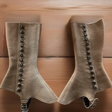 Antique women's 14 Button Brown Wool Gaiter spats