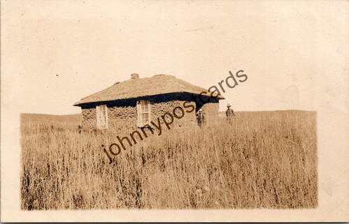 Antique RPPC Postcard Old Western Sod House Soddy Homestead Early