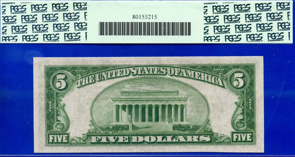 1934A $5 Federal Reserve Note PCGS 67PPQ Fr 1957-G - Image 2 of 2